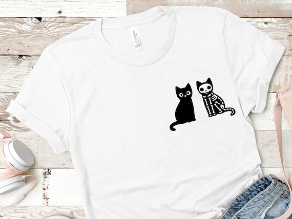 Halloween Shirt, Gift for Cat Lover, Cat Shirt Halloween, Cat Skeleton Shirt, Skeleton Shirt, Funny Cat Shirt, Cat Shirt Women, Spooky Cat