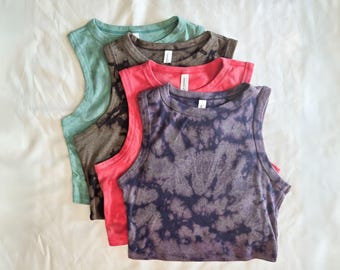 Tie Dye Crop Tank, Tie Dye Tank Top, Soft Shirts for Women, Gift for Her, Tie Dye Top, Bella Canvas, Soft Tank Top, Tie Dye Muscle Tank