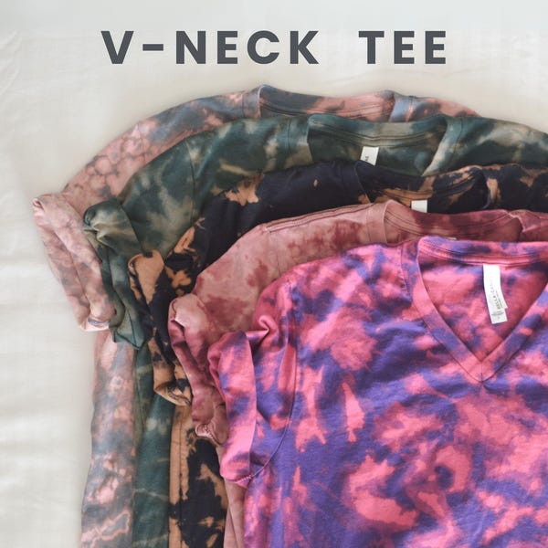 Handmade Tie Dye V-Neck T-Shirt: Soft Bella Canvas Cotton