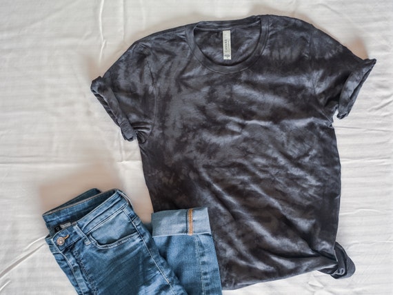 Black Tie Dye Shirt, Gift for Her, Gift for Him, Unisex Tshirt, TieDye TShirt, Gray Tie Dye, Halloween Shirt, Grunge Clothing, Soft Tie Dye