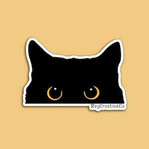 Black Cat Sticker, Cute Cat Sticker, Gift for Cat Lovers, Peeking Cat Sticker, Black Cat Halloween, Gift For Halloween, Halloween Stickers,