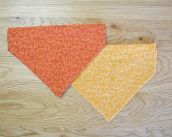 Orange Pumpkin Pet Bandana, Yellow Fall Dog Bandana, Autumn Dog Scarf, Thanksgiving Dog Bandana, Fall Cat bandana, Dog Cat Scarf,