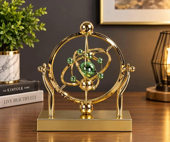 Desk Decor Kinetic Sculpture,Kinetic Art Celestial Orbit, Astronomy Decor,Perpetual Motion Machine, Science Office Decor