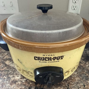 Vintage Rival Crock Pot Slow Cooker Harvest Stengods med lock FUNGERAR!