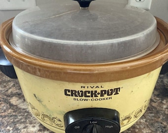 Vintage rivaliserende crockpot slowcooker oogststeengoed met deksel WERKT!