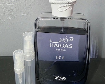 Hawas Ice Fragrance parfümiert von Rasasi Travel Size Sample Dekanter