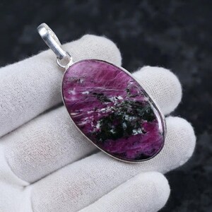 Ruby Zoisite Gemstone Pendant Handmade Pendant Gemstone Jewelry Ruby Zoisite Pendant 925 Sterling Silver Bezel Pendant Ruby Zoisite Necklace
