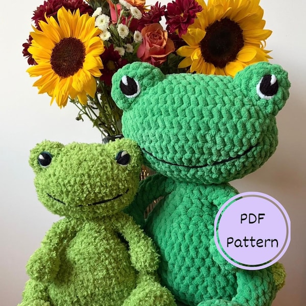 Crochet Sitting Frog Amigurumi Plushie Pattern (PDF, written in English)