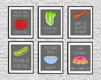 Set of Six Dark Grey Food Digital Prints 5x7, 8x10, 11x14 and 16x20