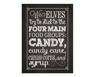 5x7 & 8x10 Elf: Four Main Food Groups Chalkboard Digital Download