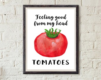 Whimsical Tomato Watercolor Print – Kitchen Art (Digital Download)
