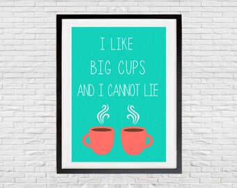 Big Cups Kitchen Art Print – Humorous Coffee Decor (Digital Download)