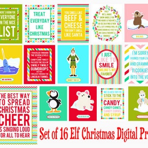 4x6 Set of 16 Elf Christmas Digital Art Printables