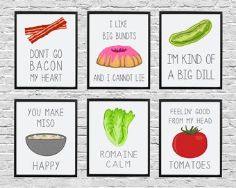 Set of Six Light Grey Food Digital Prints 5x7, 8x10, 11x14 and 16x20