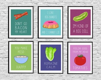 Set of Six Colorful Food Digital Prints 5x7, 8x10, 11x14 and 16x20