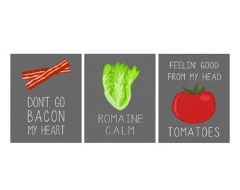 BLT - Set of Three Dark Grey Food Digital Prints 5x7, 8x10, 11x14 and 16x20