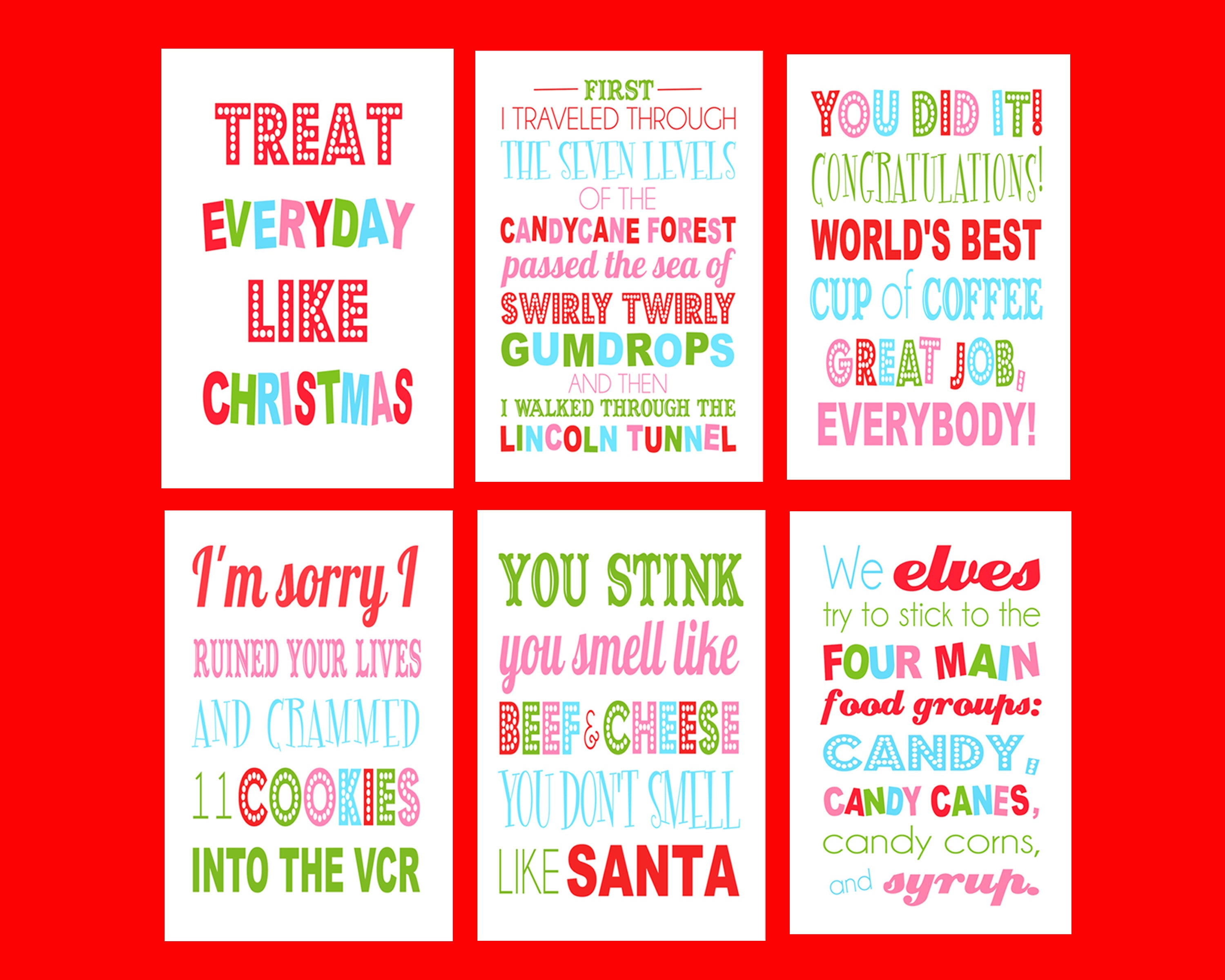 Every Buddy the Elf Christmas Digital Quote Art Printables Etsy