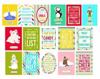 8x10 Set of 16 Elf Christmas Digital Art Printables