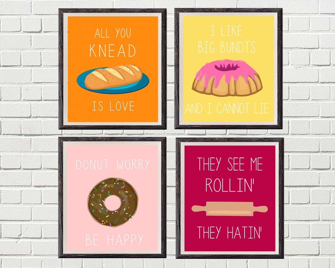 Donut Worry Be Happy Fun Digital Art Kitchen Printable in - Etsy