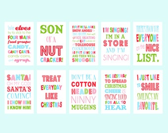 Ten Buddy the Elf Christmas Digital Art Printables - Various Sizes