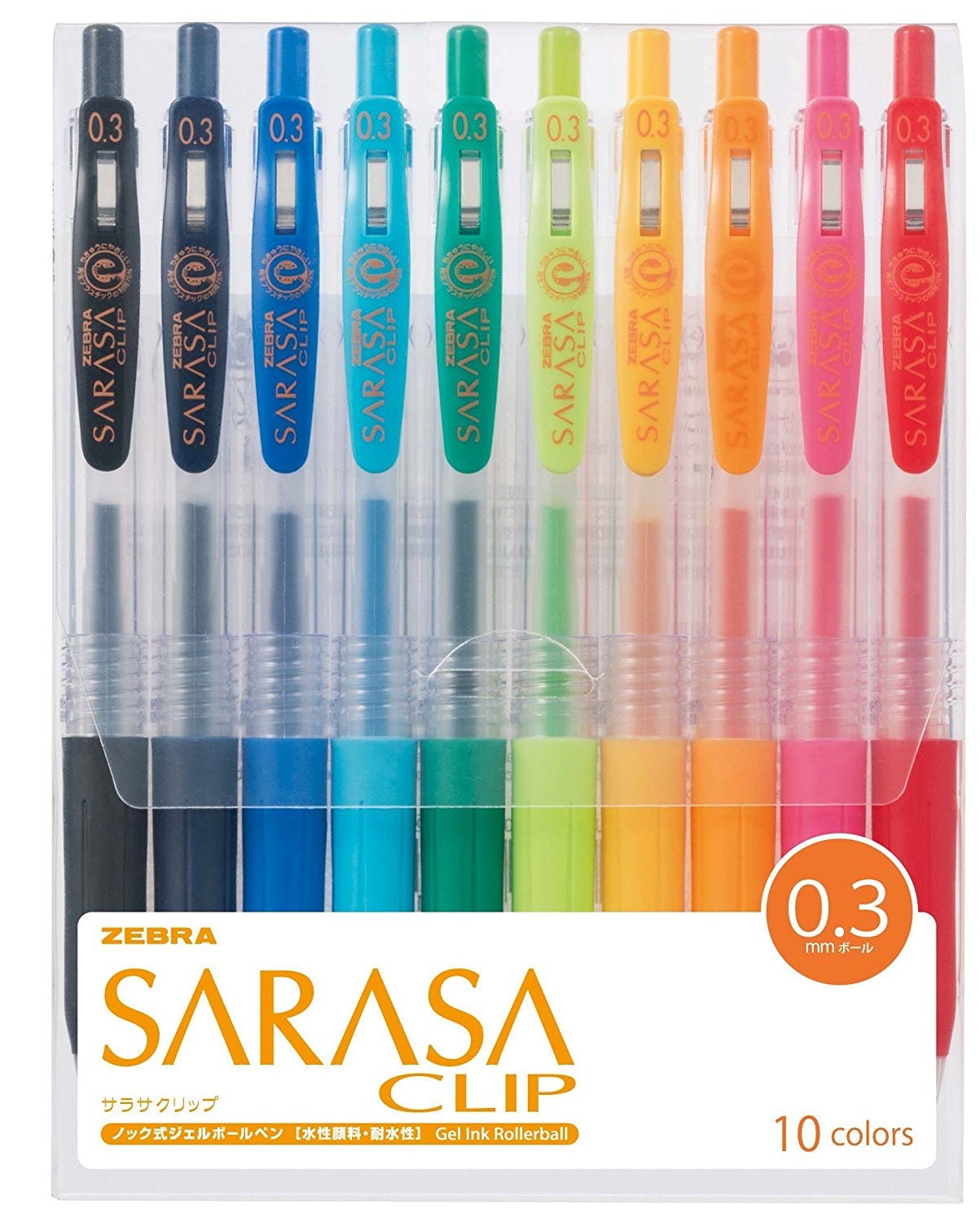 3 x Zebra Sarasa Clip 0.3mm Ultra Fine Retractable Rollerball Pen Blue Green 