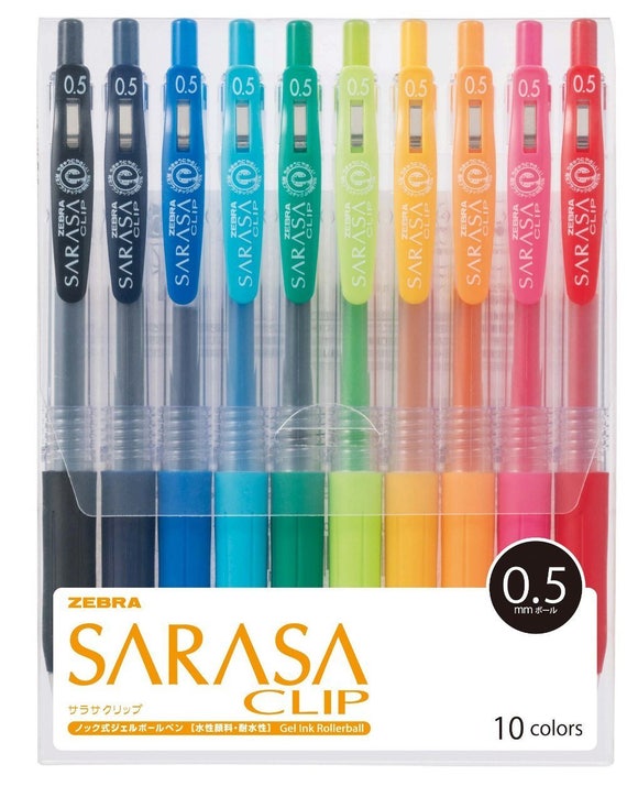 Zebra Sarasa 0.5mm Vintage Color Roller Ball Gel Ink Pen BLUE BLACK 5 Pens