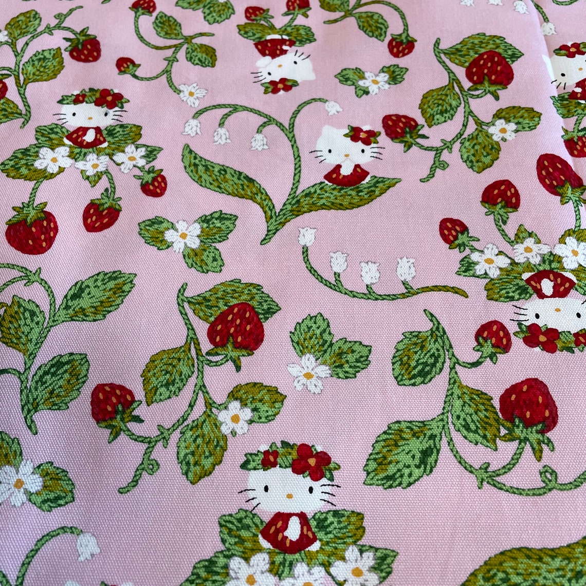 Hello Kitty Strawberry Print Fabric / Japanese Fabric 110cm x | Etsy