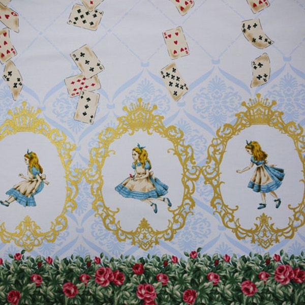 Harajuku Dolls Japanese Fabric / Alice in Wonderland Fabric Blue - 110cm x 50cm