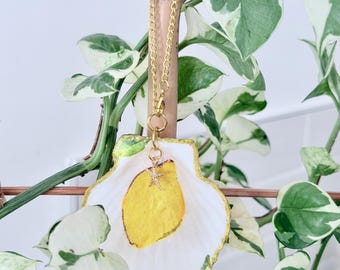 Shell Ornament, Lemon Decoupage, Coastal Decor