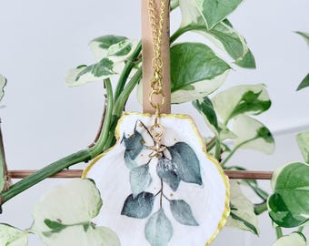 Shell Ornament, Eucalyptus Decoupage, Coastal Decor