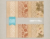 Instant download : Crafty Fall Digital Papers, perfect for cards, backgrounds, blogs, digital scrapbooking and traditional scrapbooking