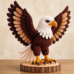 Virkat örnmönster, Amigurumi örnplysch, Realistiskt örnvirkmönster, Örnfågelleksak, Vildmarksdekor, Fågelälskarepresent, PDF-nedladdning