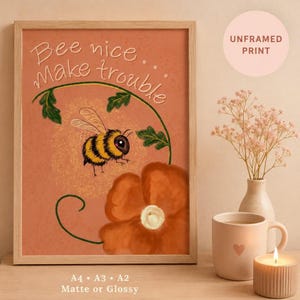 Kunstdruck „Süße Bienen machen Ärger“, niedliches feministisches Bienen-Wandposter