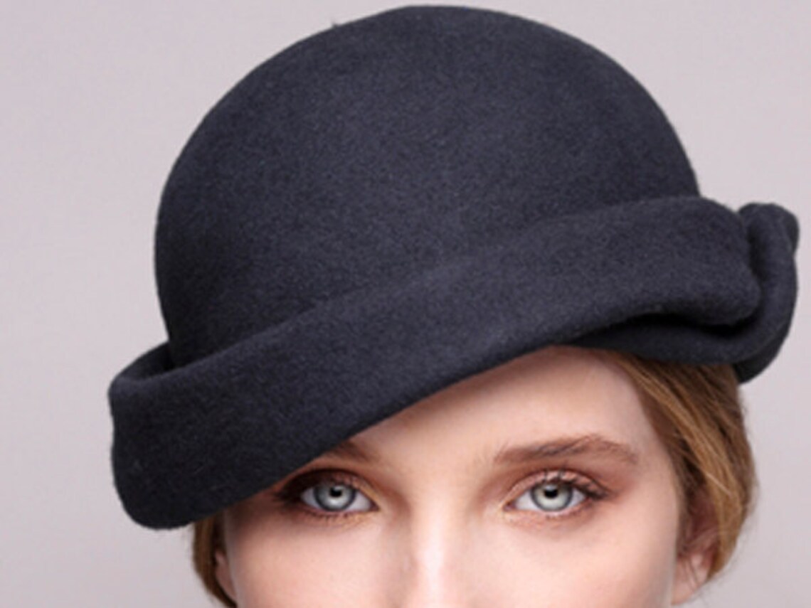 Grey Felt Hat Vintage Style / Handmade Hat / Womens Hat / Etsy