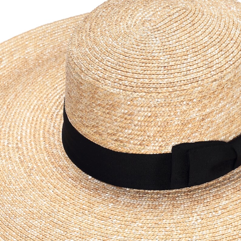 Straw Boater Hat With Classic Black Band Hat for Women Etsy