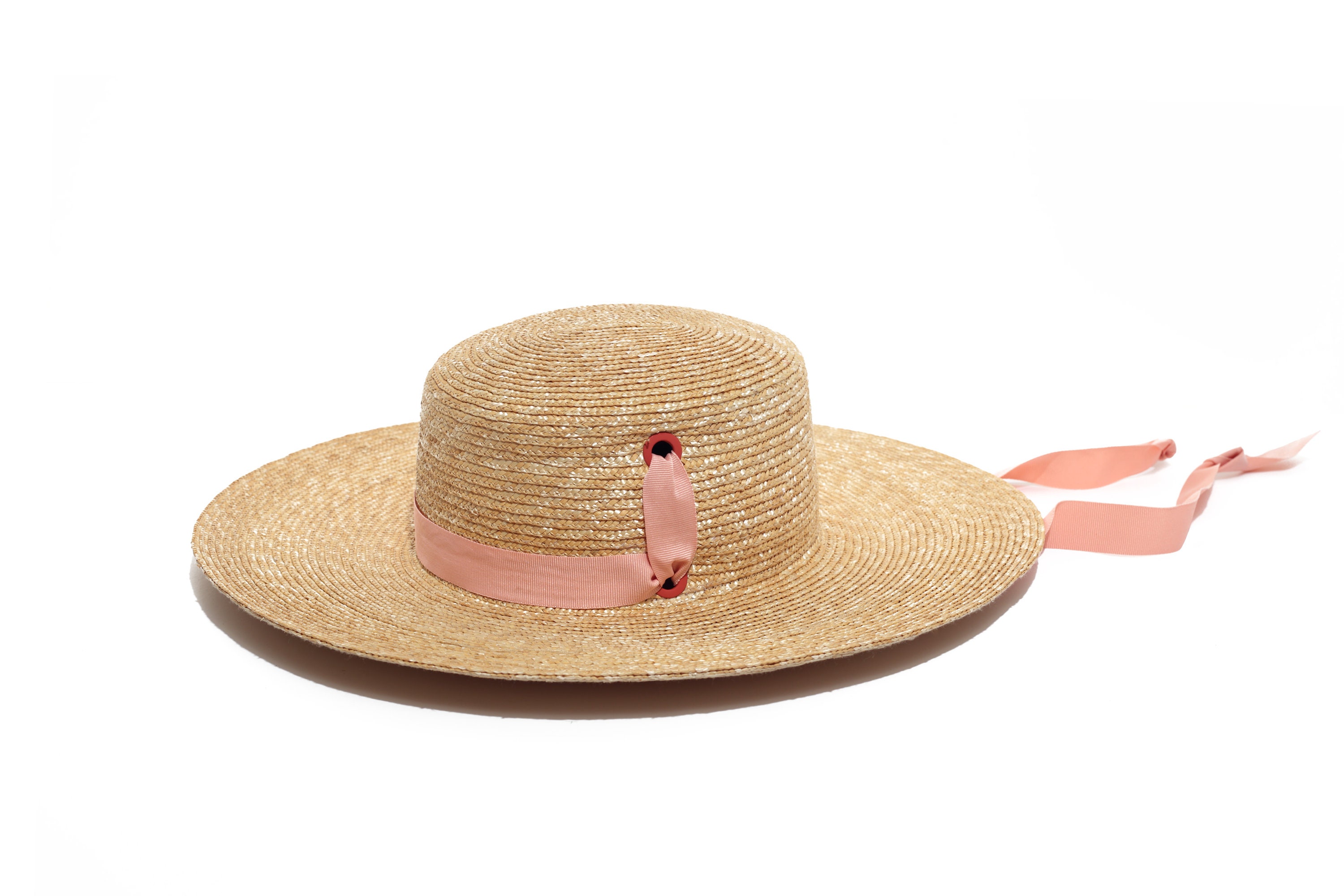Womens Wide Brim Straw Boater Hat With Threaded Grosgrain Band Etsy UK