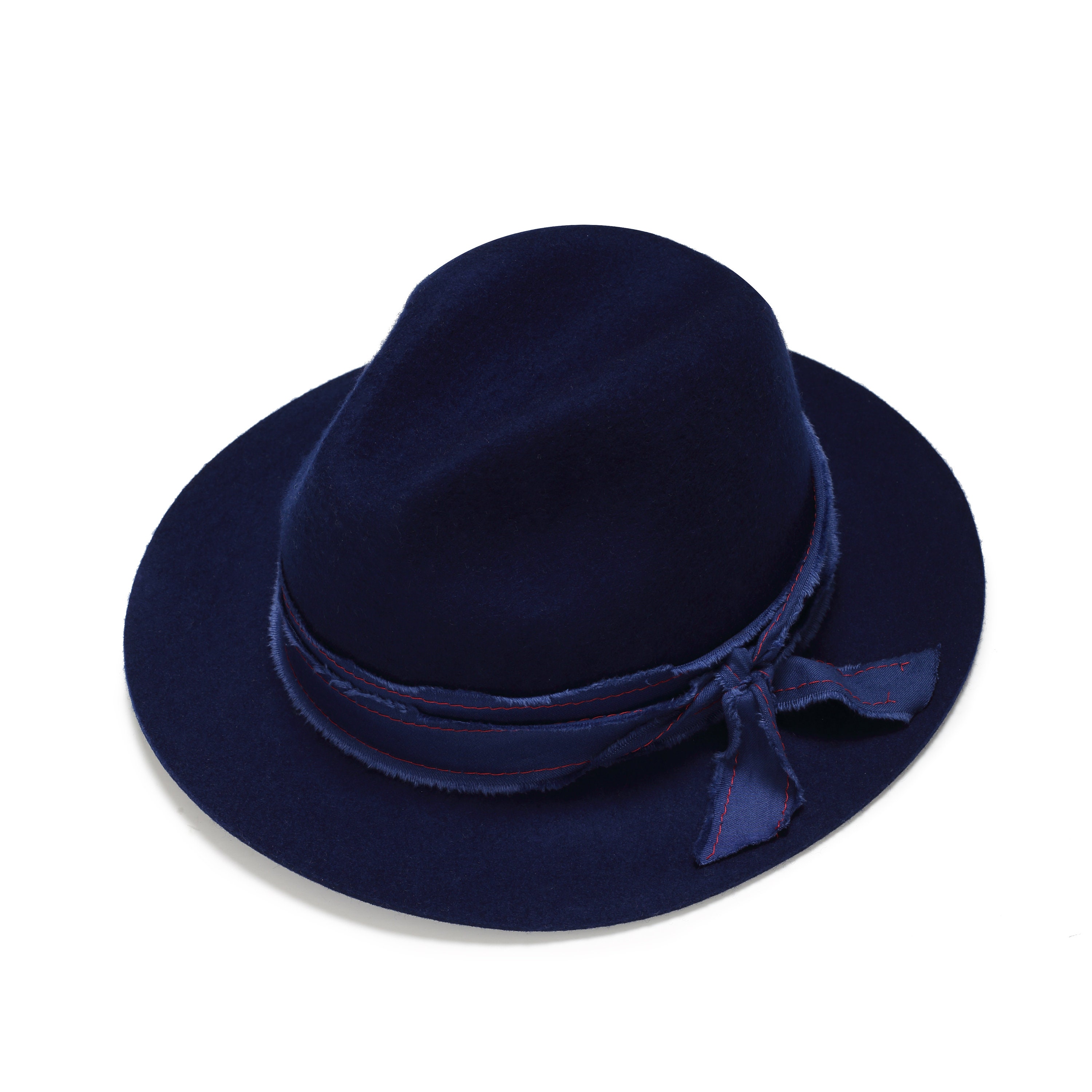 Felt Fedora Hat With Embroidered Band 