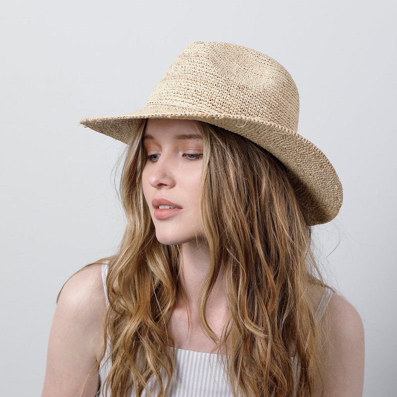 Boho chic hat raffia Women summer hats Straw hat for women Beach hat Wide brim fedora straw hat Mens straw fedora hat Sun hat