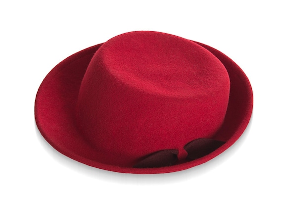 Womens red felt hat Clearance