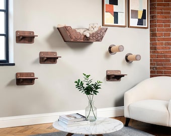 Modern Cat Wall Furniture Set - Shelves, Bridge, Bed - Cat Tower