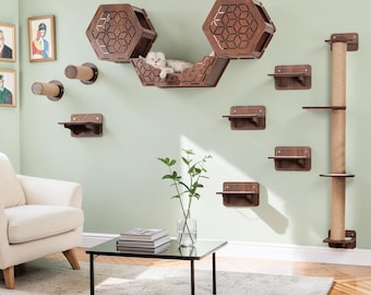 Modern Cat Climbing Shelves, Wall Furniture Jungle Gym, Jute Scratching Post