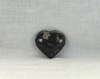Black Moonstone Crystal Heart | Ethically Sourced Heart Stone for Intuition, New Beginnings, Meditation & Reiki Gift