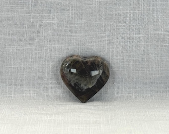 Black Moonstone Crystal Heart | Ethically Sourced Heart Stone for Intuition, New Beginnings, Meditation & Reiki Gift