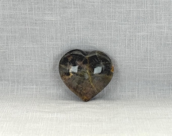 Black Moonstone Crystal Heart | Ethically Sourced Heart Stone for Intuition, New Beginnings, Meditation & Reiki Gift