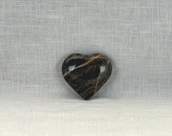 Black Moonstone Crystal Heart | Ethically Sourced Heart Stone for Intuition, New Beginnings, Meditation & Reiki Gift