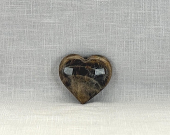 Black Moonstone Crystal Heart | Ethically Sourced Heart Stone for Intuition, New Beginnings, Meditation & Reiki Gift