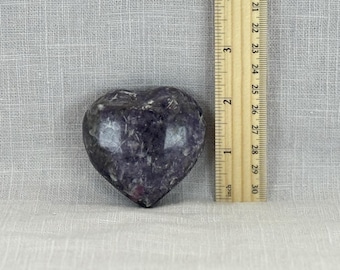 Lepidolite Crystal Heart Stone: Calm, Stress Relief, Emotional Balance