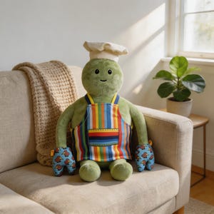 The Tiny Chef Show Plush Toy, Adorable Green Chef Stuffed Doll, Soft Collectible Plush Figure Gift for Kids & Fans