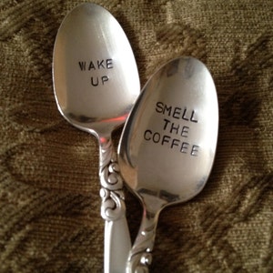 Choose 5 Hand Stamped Vintage Spoons for Coffee Lovers image 4