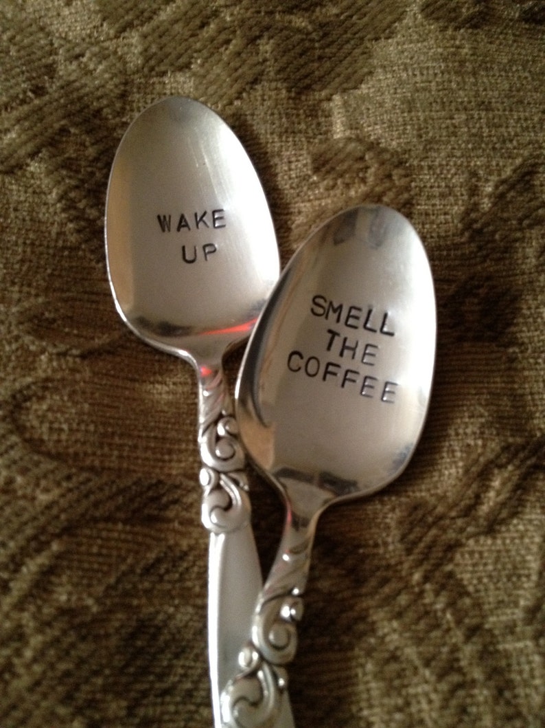 Choose 5 Hand Stamped Vintage Spoons for Coffee Lovers image 4